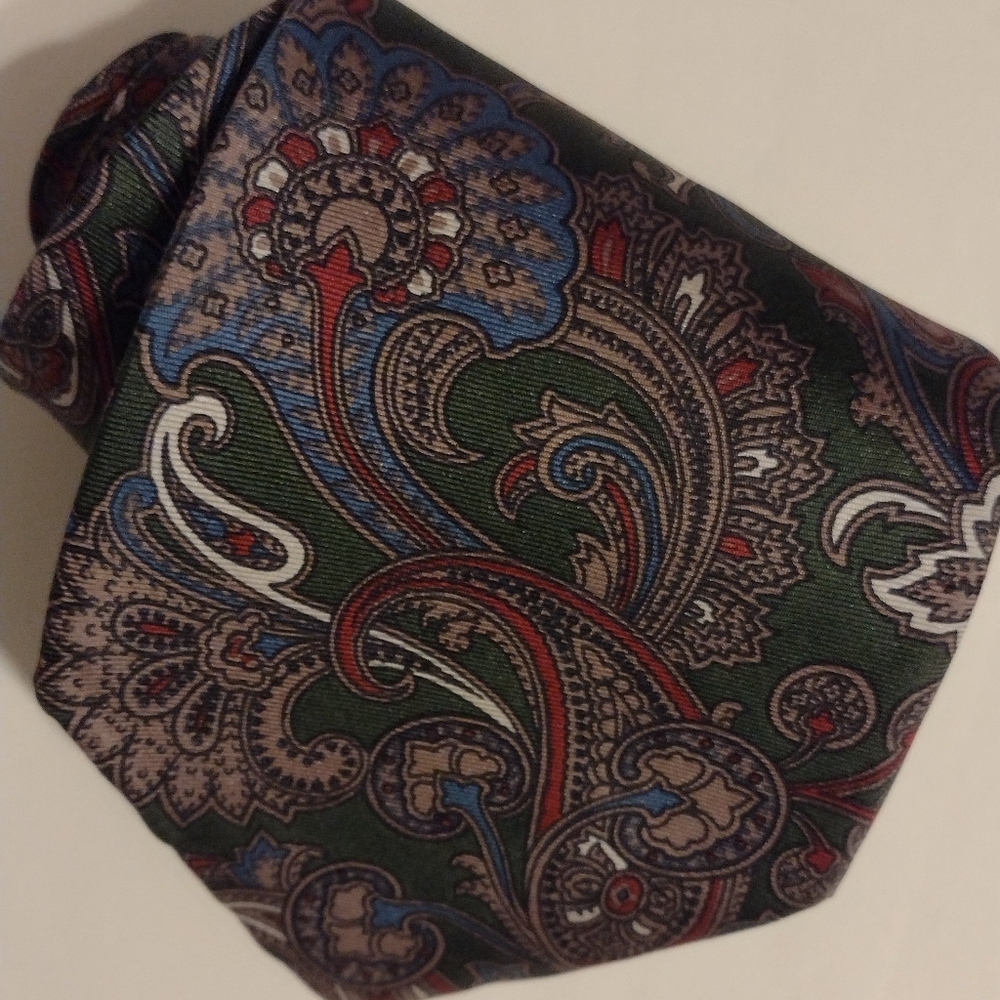 Golden House army green paisley men's necktie